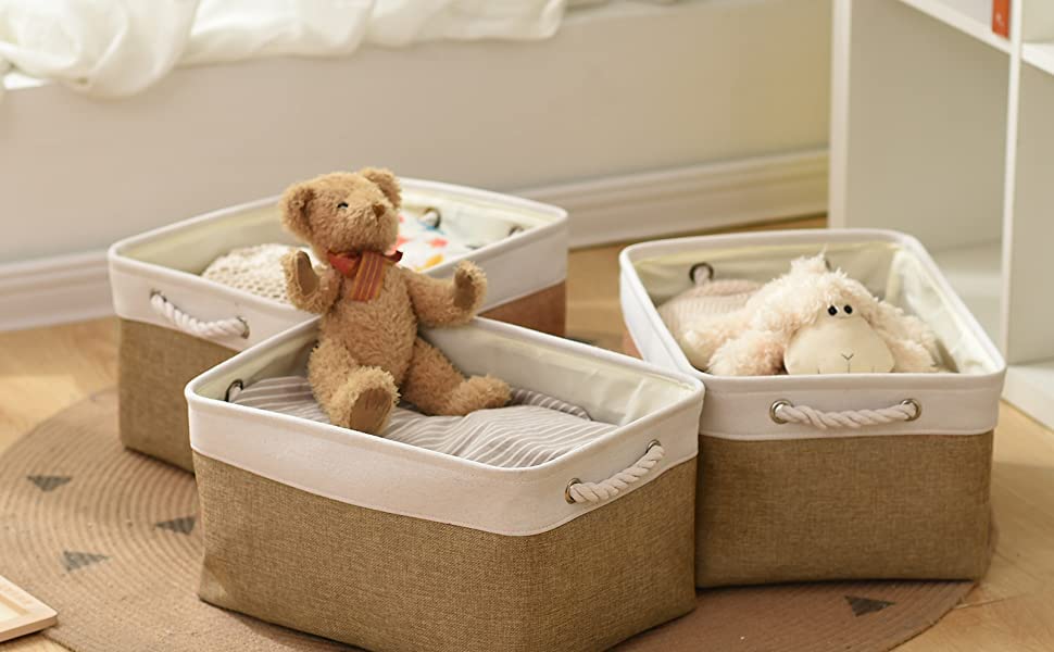Rectangular Fabric Storage Baskets for Organizing (3 Count)