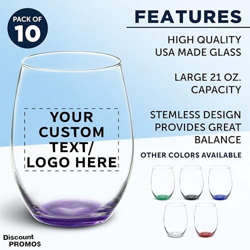 10 ARC Stemless Wine Glasses Set (10 Count)