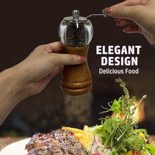 Salt and Pepper Grinder Set Wooden Manual Pepper Mill Fresh Ground Spices