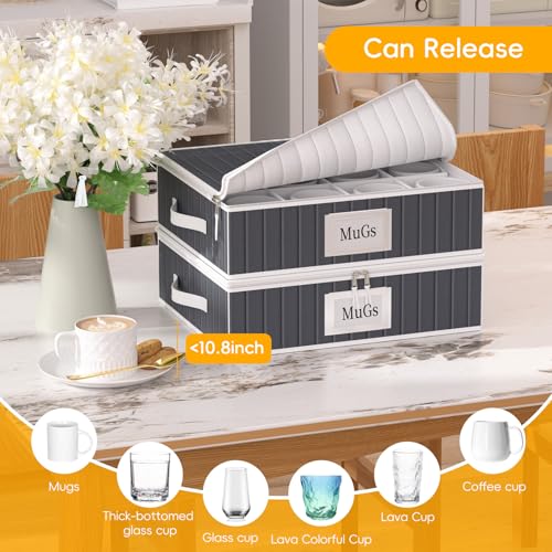 Mug and Cup Storage Box with Dividers