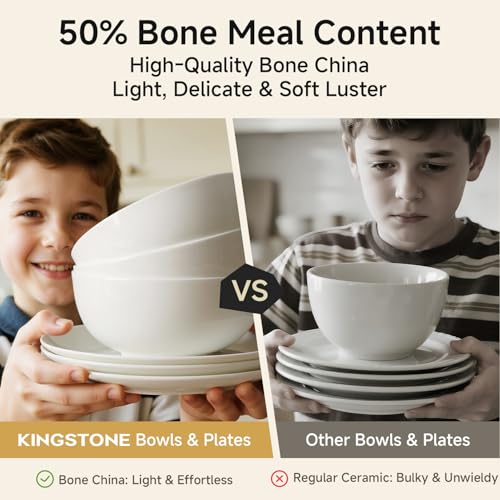 18Pcs Gold Trim White Bone China Set