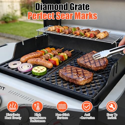 17.5" Dual Sided Diamond Sear Grill Grates for Weber Spirit 200 Series