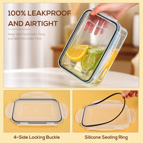 50PCS Thick Food Storage Containers with Airtight Lids for Meal Prep (50 Count)