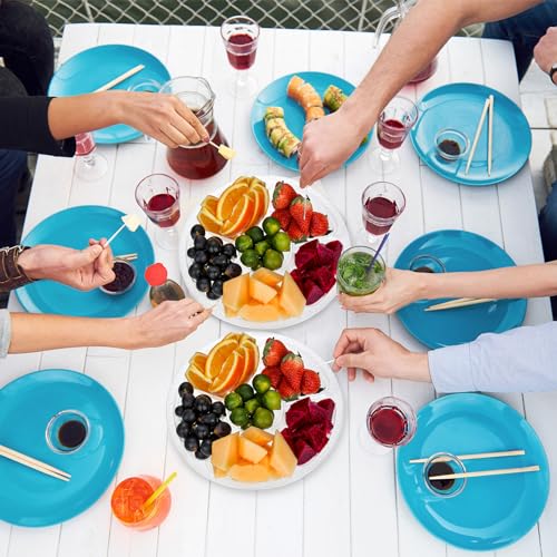 12 Pack Round Plastic Veggie Tray with Lid Fruit Tray 6 Divided Compartment Container Food Serving Dip Platter Reusable Catering Trays for Veggie Fruit Snack Party and Buffet Trays（Clear (12 Count)