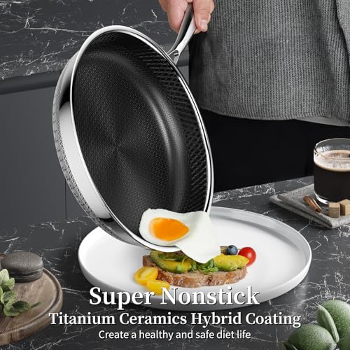 Nonstick Titanium Ceramics Stainless Steel Frying Pan Set