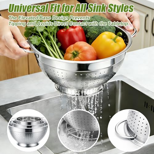 Stainless Steel Colander Set with Handles & Self