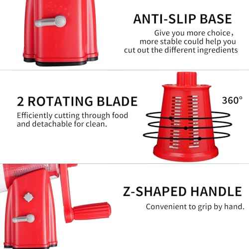 Upgrade Rotary Cheese Grater Shredder with Handle