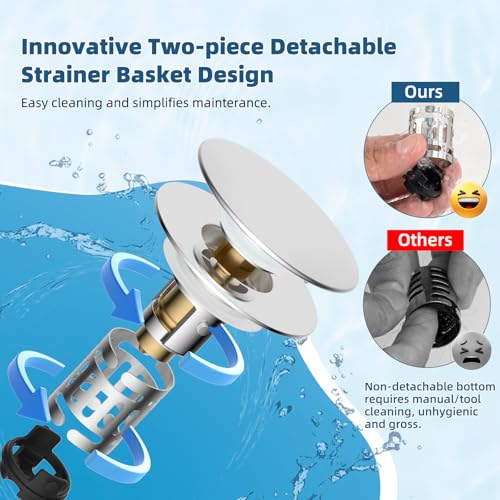 Upgraded 3 in 1 Bathroom Sink Drain Strainer