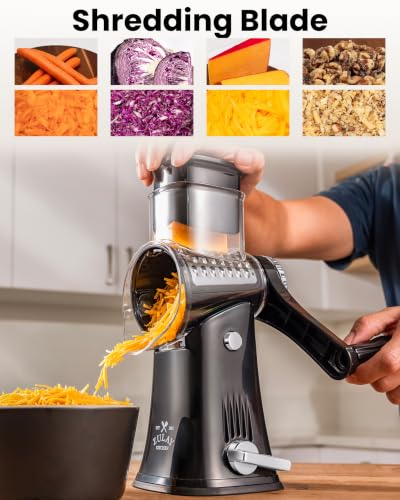 Rotary Cheese Grater Manual Hand Crank 5 Blade Shredder