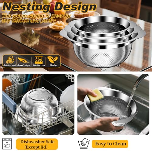 Colander Stainless Steel Colander for Kitchen (3 Count)