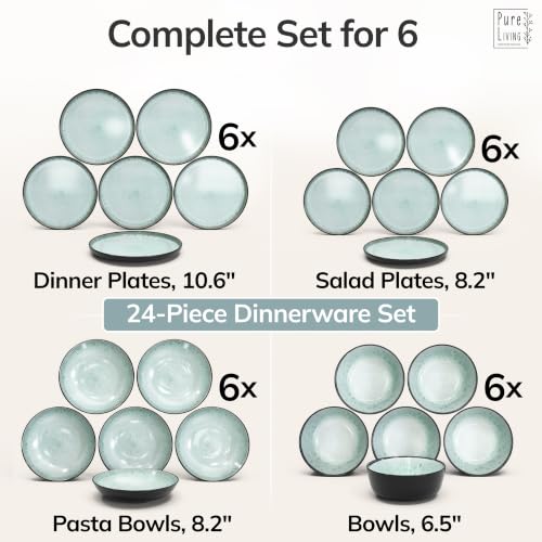 24 Piece Stoneware Dinnerware Set for 6 (24 Count)