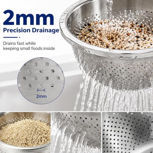 2QT Stainless Steel Colander and Mixing Bowl Set