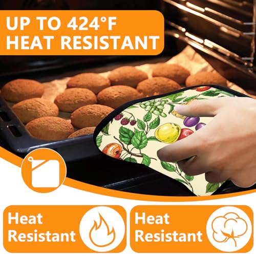 Fruit Flower Oven Mitts and Pot Holders Sets 4Pcs