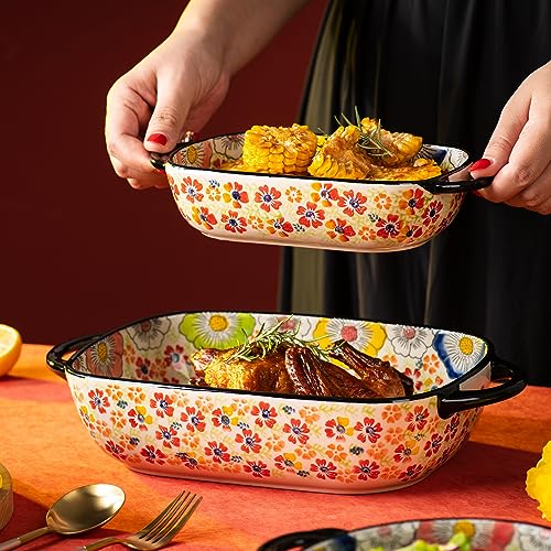 Retro pastoral style Ceramic Baking Dish Rectangular Bakeware Set Baking Pan