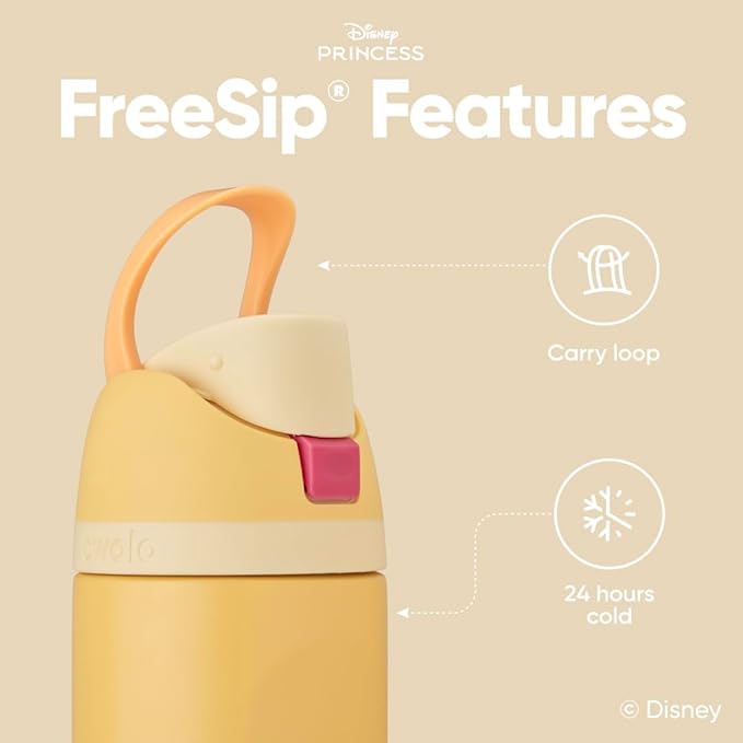Owala Disney Princess FreeSip Insulated Stainless Steel Water Bottle with Straw for Sports and Travel, BPA-Free Sports Water Bottle, 24 oz, Belle | Disney Princess, Insulated, with Straw, BPA-Free, Sports Water Bottle