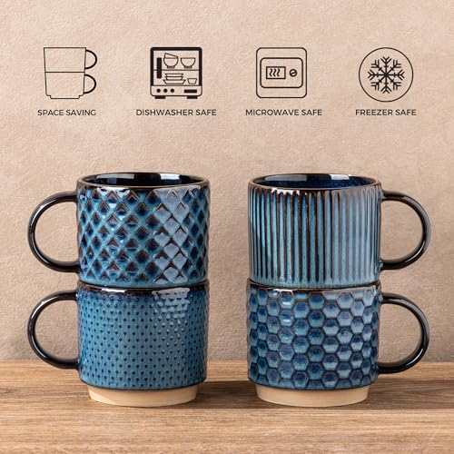 6 OZ Coffee Mugs with Saucer and Stand (4 Count)