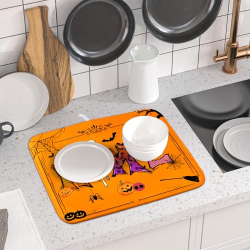 Holiday Decoration Dish Drying Mats for Kitchen Counter Funny Home Style Coffee Mat