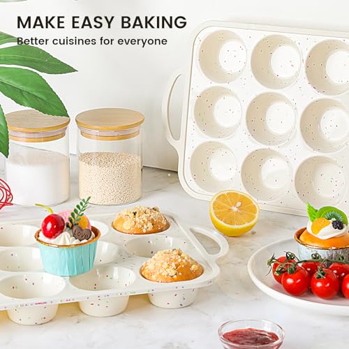 2Pack Silicone Muffin Pan for Baking with Metal Reinforced Frame (2 Count)
