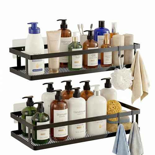 2 Pack Minimalist Shower Caddy Wall Mount (2 Count)