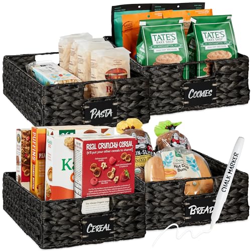 Set of 4 16x12in Large Water Hyacinth Pantry Baskets (4 Count)