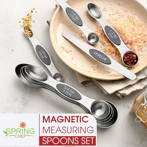 Stainless Steel Magnetic Measuring Spoons Set of 8
