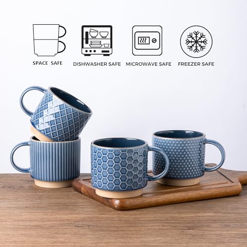 6 OZ Stackable Coffee Mugs Set of 4 (4 Count)