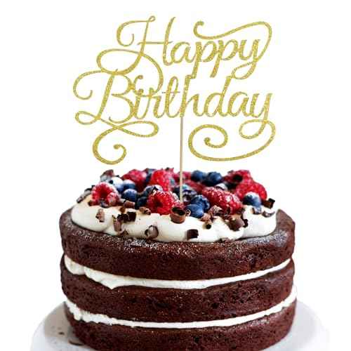 Happy Birthday Cake Topper Gold Glitter Happy Birthday Cake Bunting Decoration Birthday Party Cake Decoration Supplies
