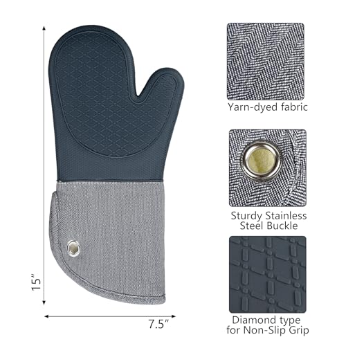 Professional Microwave Silicone Oven Mitts one Pair (3 Count)