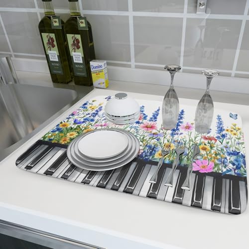 Wild Flowers Kitchen Drying Mat