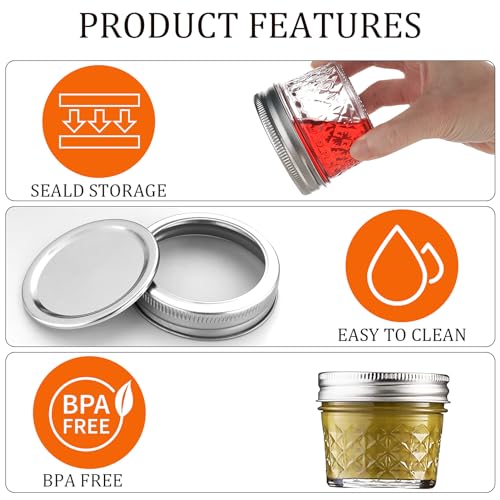 3.4oz 100ml Glass Mason Jars 6 Pack (6 Count)