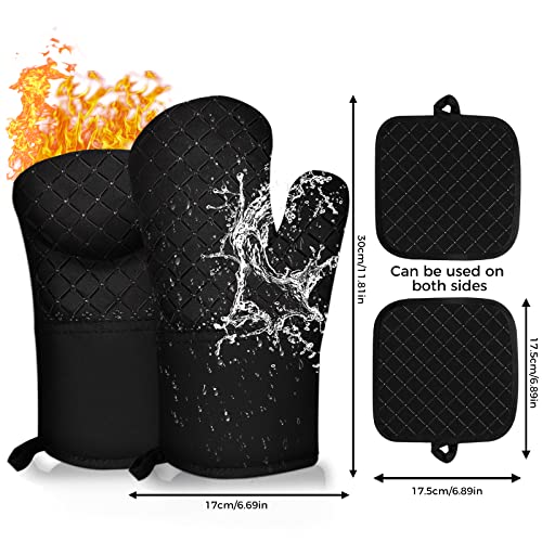 4PCS Oven Mitts and Pot Holders Sets 500°F Pot Holders for Kitchen Heat Resistant Oven Gloves Anti (4 Count)