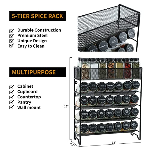 Spice Rack Organizer with 28 Spice Jars