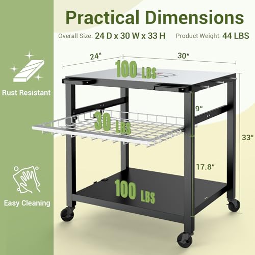 Grill Cart 30"x24" Pizza Oven Table for Outdoor 3