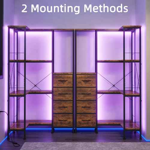 4 Tier Corner Bookshelf with LED Light Strips