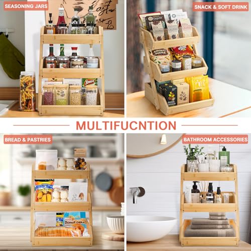 3 Tier Bamboo Fruit Basket for Kitchen Counter