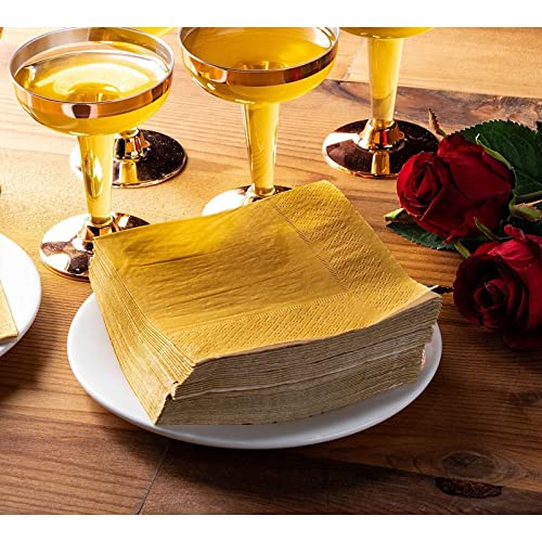 Mustard Yellow Cocktail Napkins Disposable (200 Count)