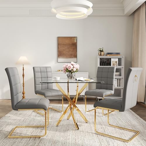 5 Piece Square Glass Dining Table Set (5 Count)