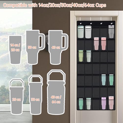 35 Pockets Door Hanging Cup Organizer Fit for Stanley Tumbler (35 Count)