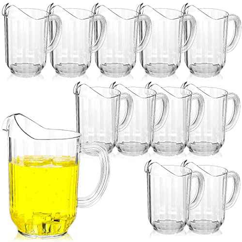 Tessco 12 Pcs Plastic Pitchers 60 Oz Clear Water Beer Jug Large (12 Count)