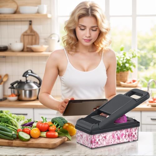 15-in-1 Vegetable Chopper 10 Blades, Veggie Cutter with Handle, Grey