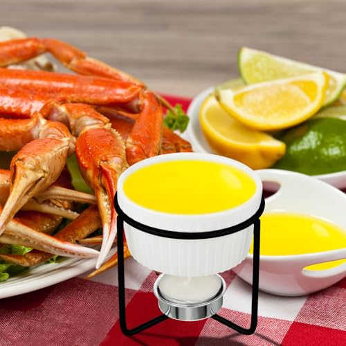 8 Pcs Ceramic Butter Warmers & 32 Tealight Candles (40 Count)