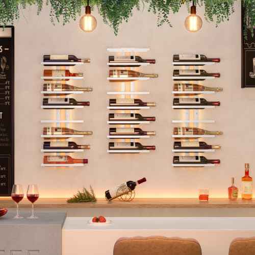 3 Set 8 Tier Wall Mount Wine Rack (24 Count)