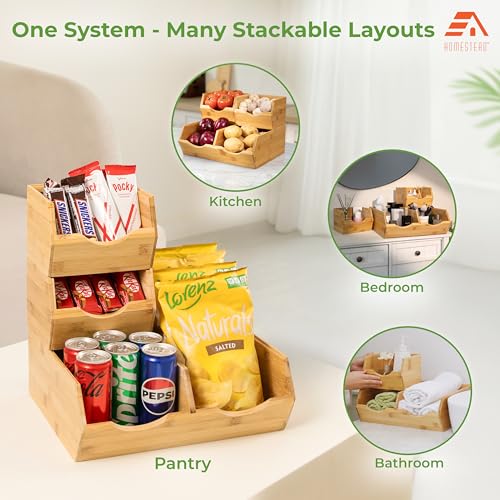Bamboo Pantry Storage Bins (3 Count)