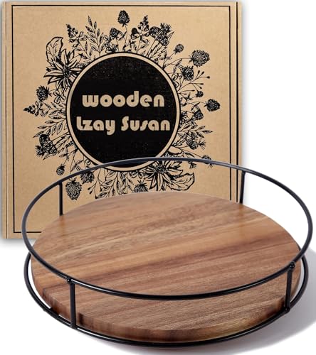 9" Acacia Wood Lazy Susan Turntable