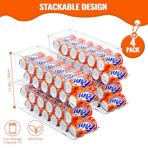 4 Pack Soda Can Organizer for Refrigerator (2 Count)