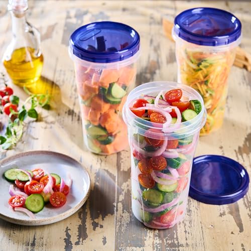 12 Pack Twist Cap Food Storage Containers with Blue Screw on Lid
