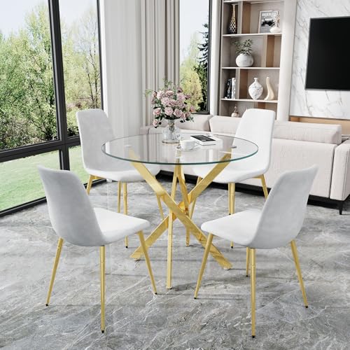 36" Round Glass Dining Table Set for 4 (4 Count)
