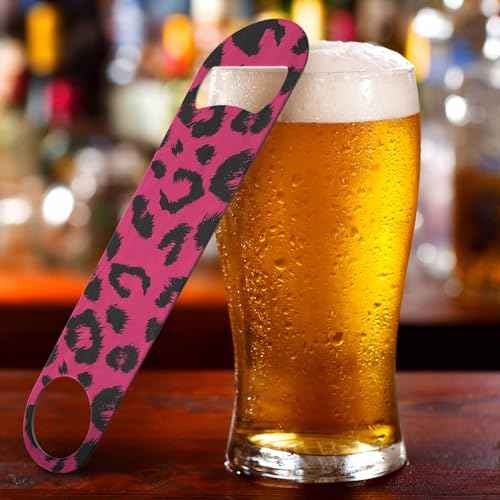 Leopard Print Stainless Steel Bottle Opener Jaguar Animal Fur Fashion Natural Skin Black Pink Wild Spot Flat Beer Bottle Opener Keychain for Home Kitchen Bar Restaurant Party Birthday Gift