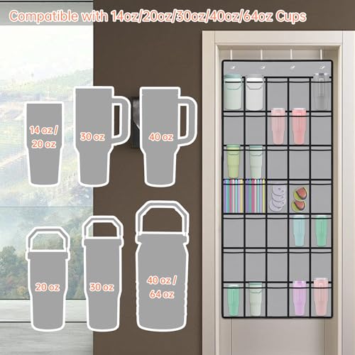 35 Pockets Door Hanging Cup Organizer Fit for Stanley Tumblers