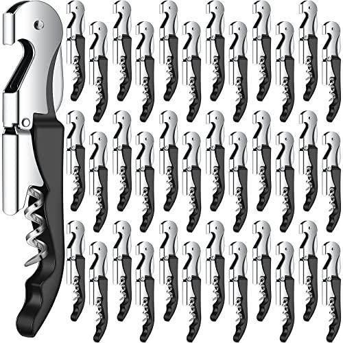 Waiter Corkscrew Wine Openers Heavy Duty Hinges Wine Key Bottle Opener All in One Double Hinged Waiter's Corkscrew with Foil Cutter Wine Tools for Bartenders Servers Sommelier (60 Count)